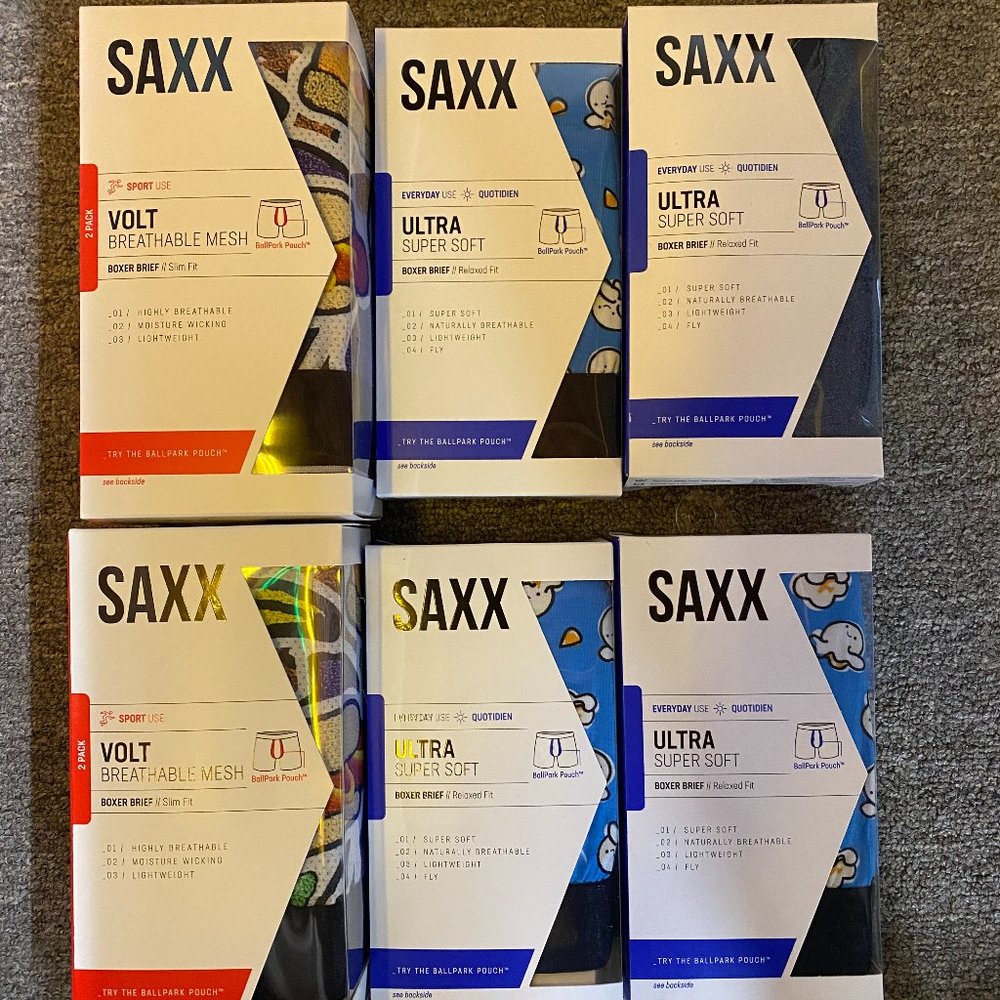 Saxx Boxer Briefs Underwear Lot 8 pairs Volt and Ultra Large